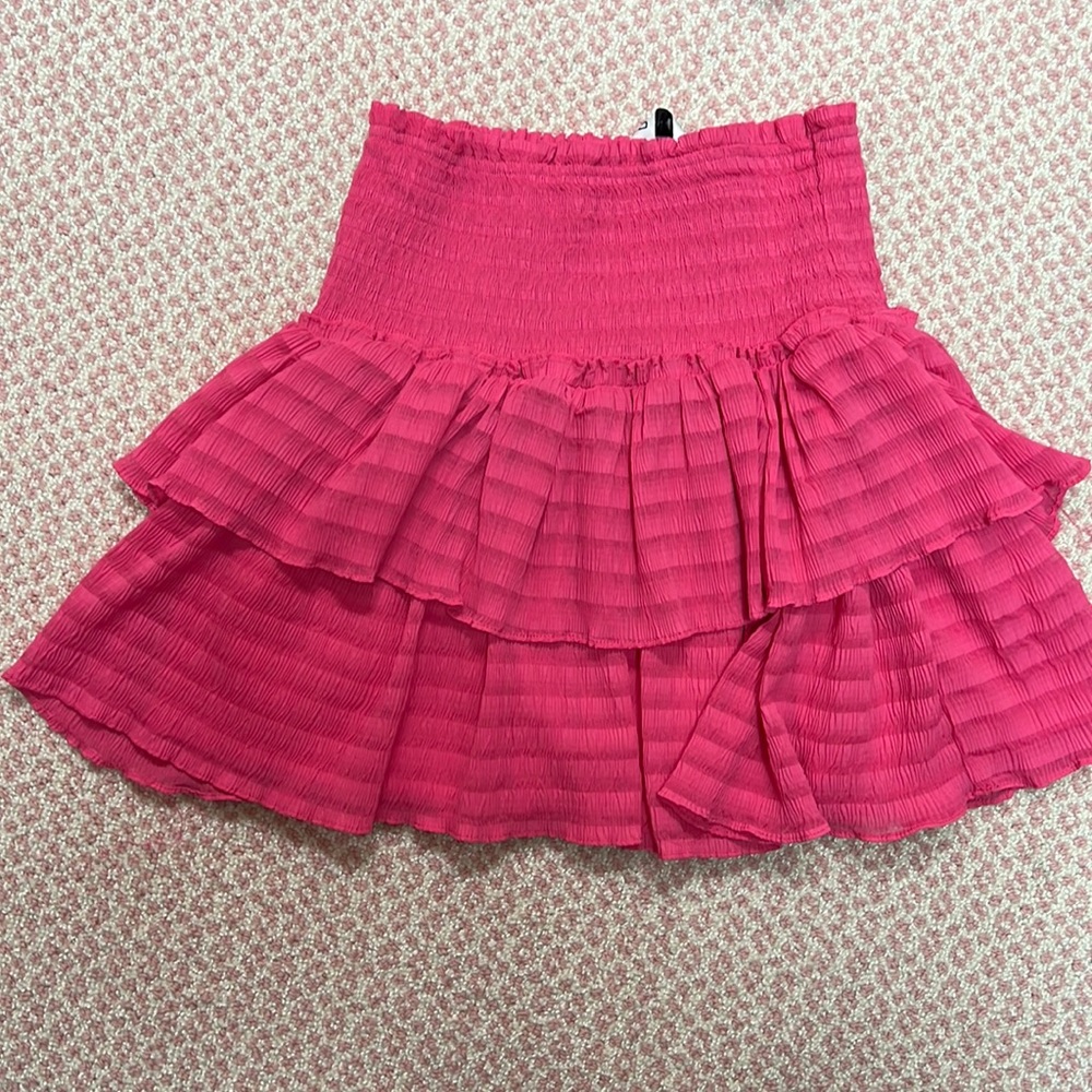 Hot pink DO+BE mini ruffle skirt with shorts